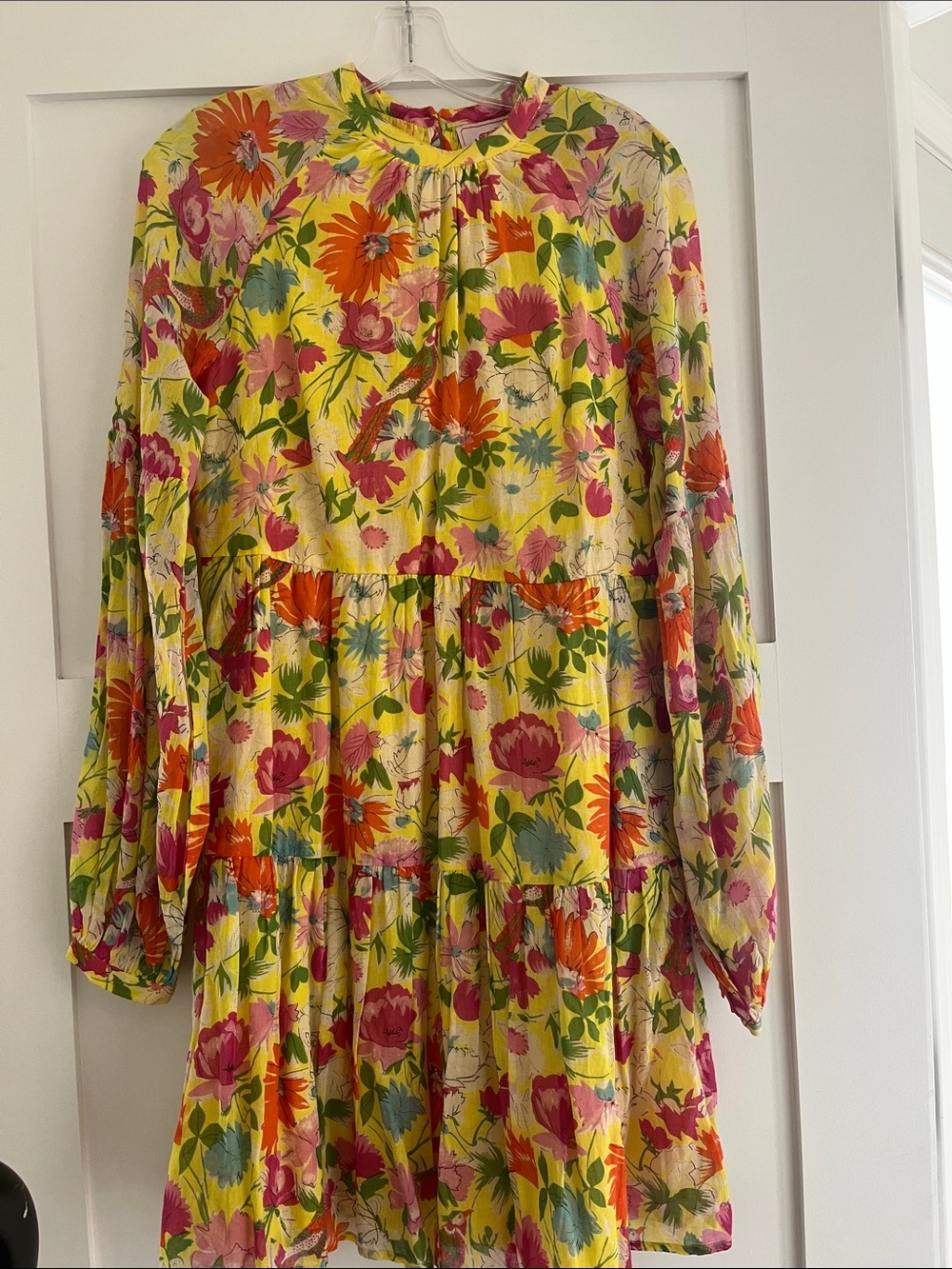 Banjanan Size 4 Vibrant Yellow Floral Tiered Dress